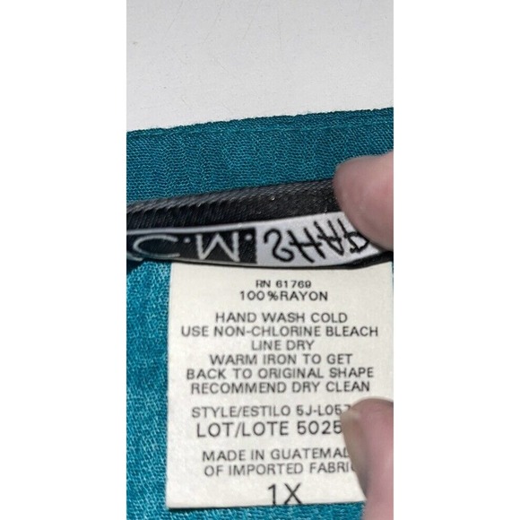 CM Shapes Shirt Tunic Plus size 1x Teal & Purple Rayon NWT Embroidery - Picture 4 of 10